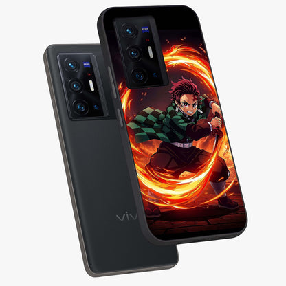 Blazing Sword Resolve Glass Case displayed in angled mockup highlighting powerful sword illustration and bold fantasy theme.