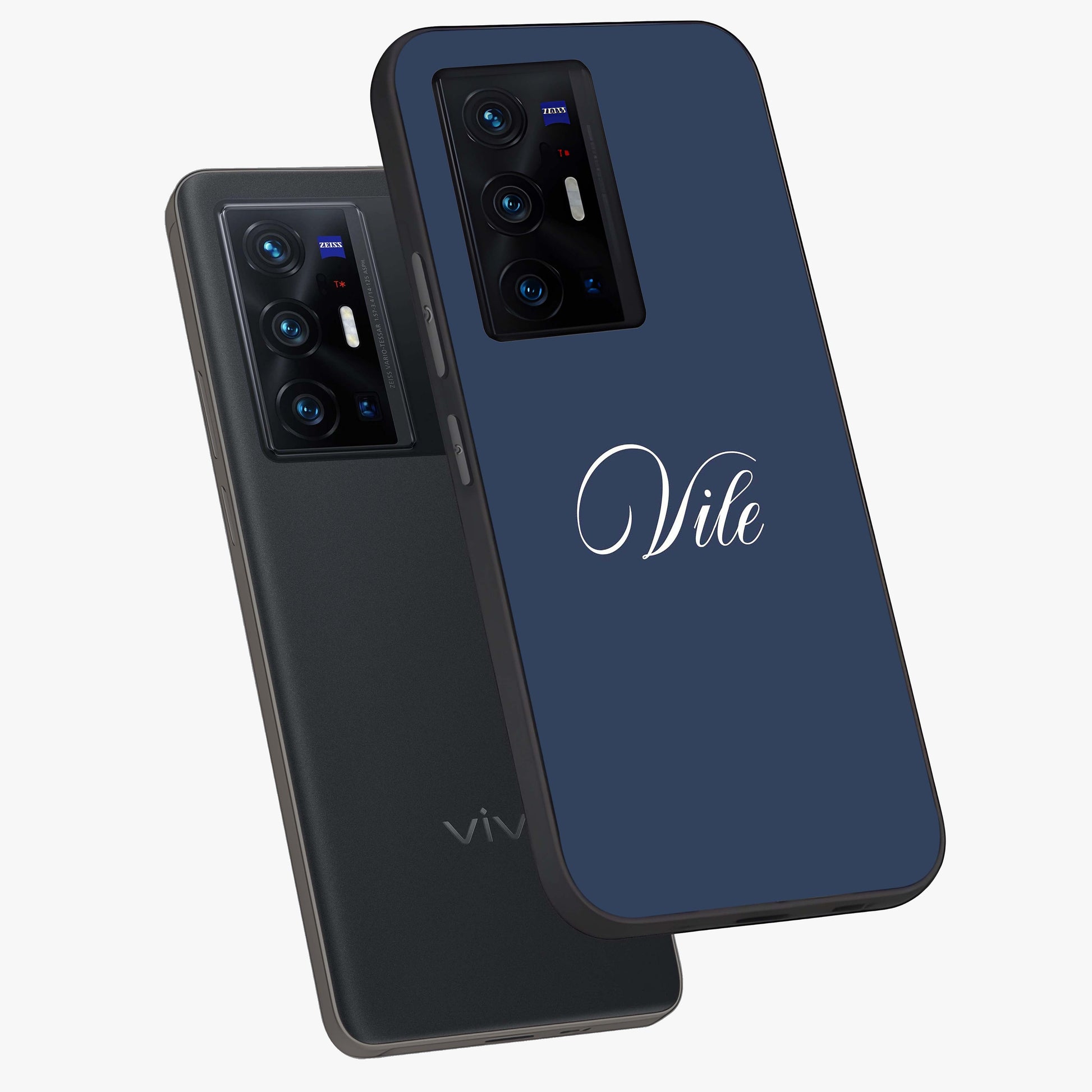 Blue Vintage Floral Pattern Glass Case showing flat back view with elegant vintage floral artwork and glossy glass finish.