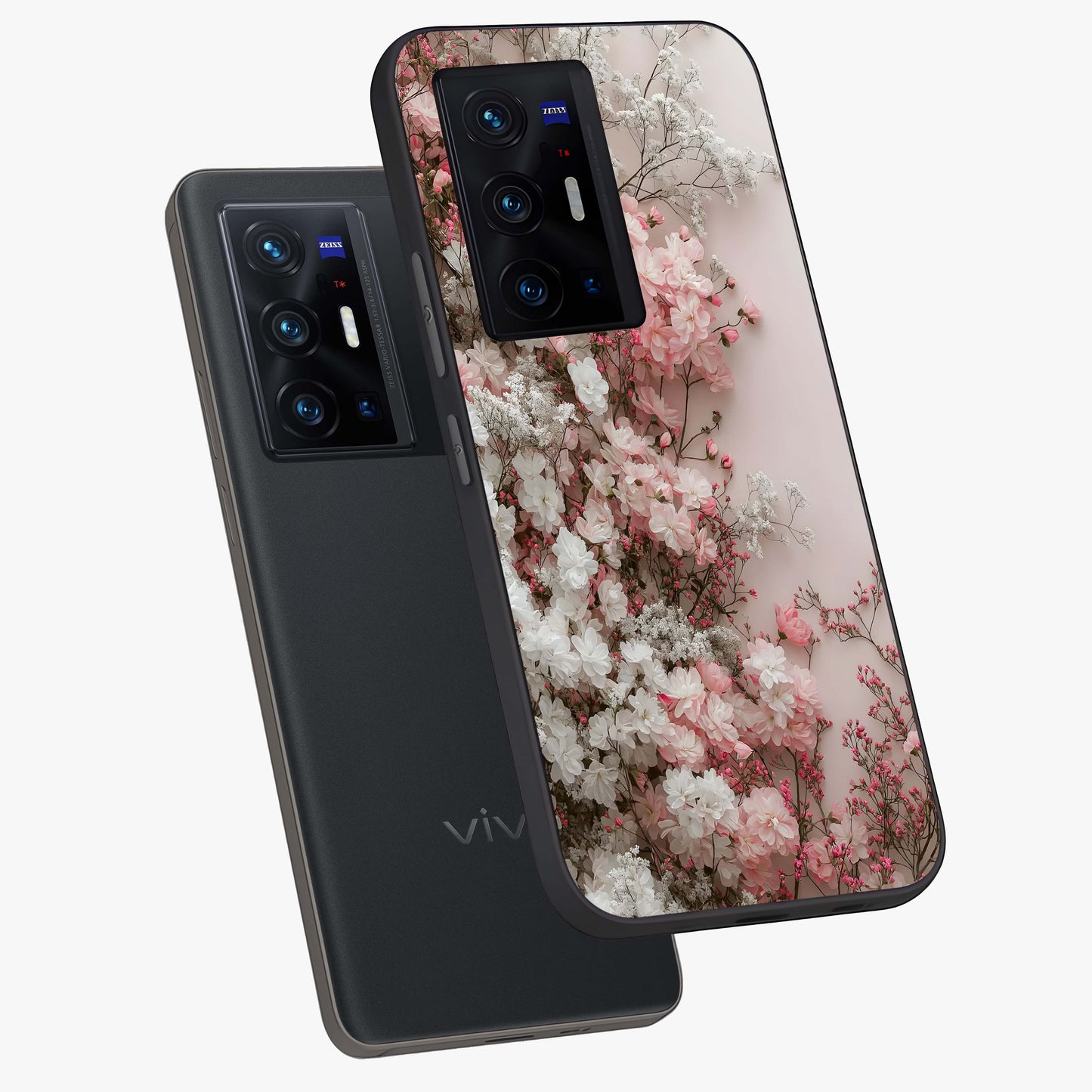 Blush Blossom Cloud Glass Case displayed in angled mockup highlighting soft cloud and blossom design with pastel aesthetic.