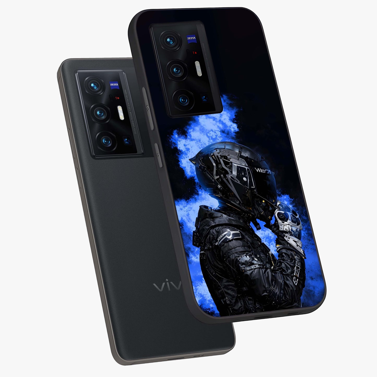 Cyber Sentinel Protocol Glass Case displayed in angled mockup highlighting digital cyber design with sci-fi aesthetic style.