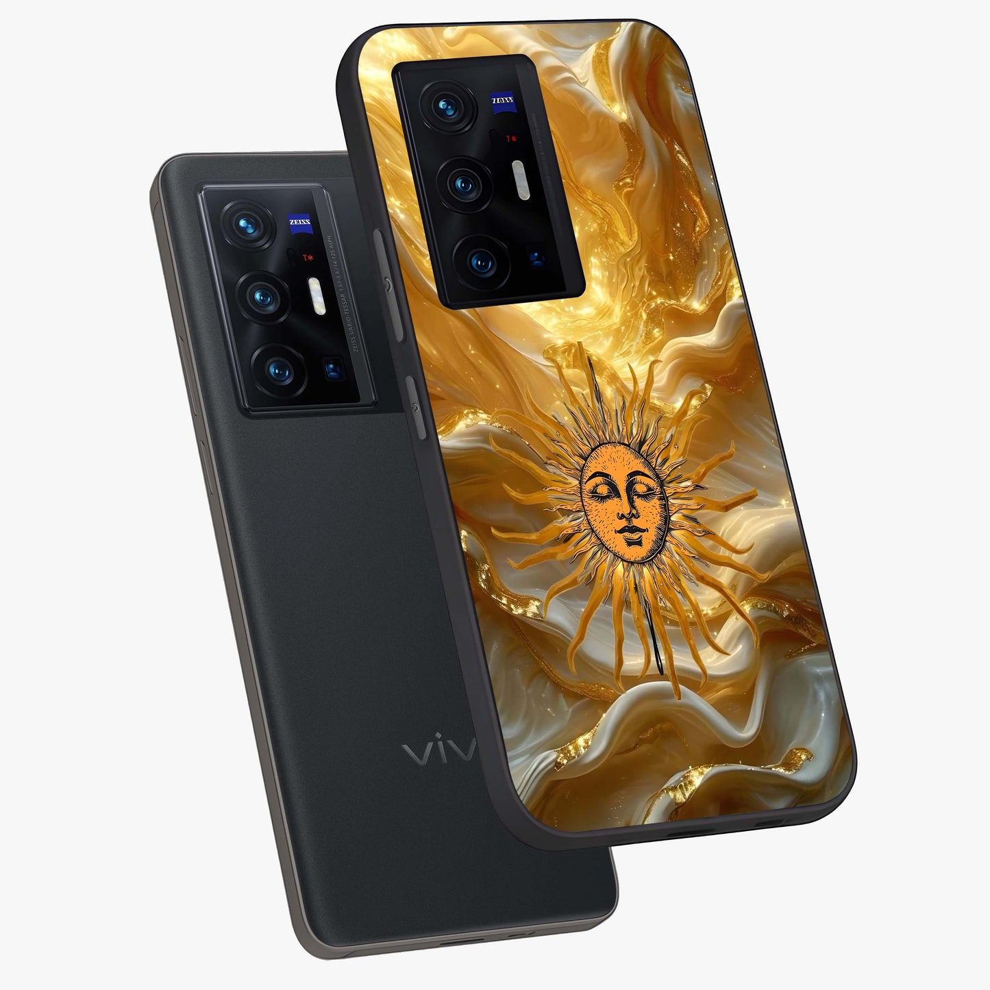 Eternal Golden Glow Glass Case displayed in angled mockup highlighting glowing golden aesthetic design with elegant style.