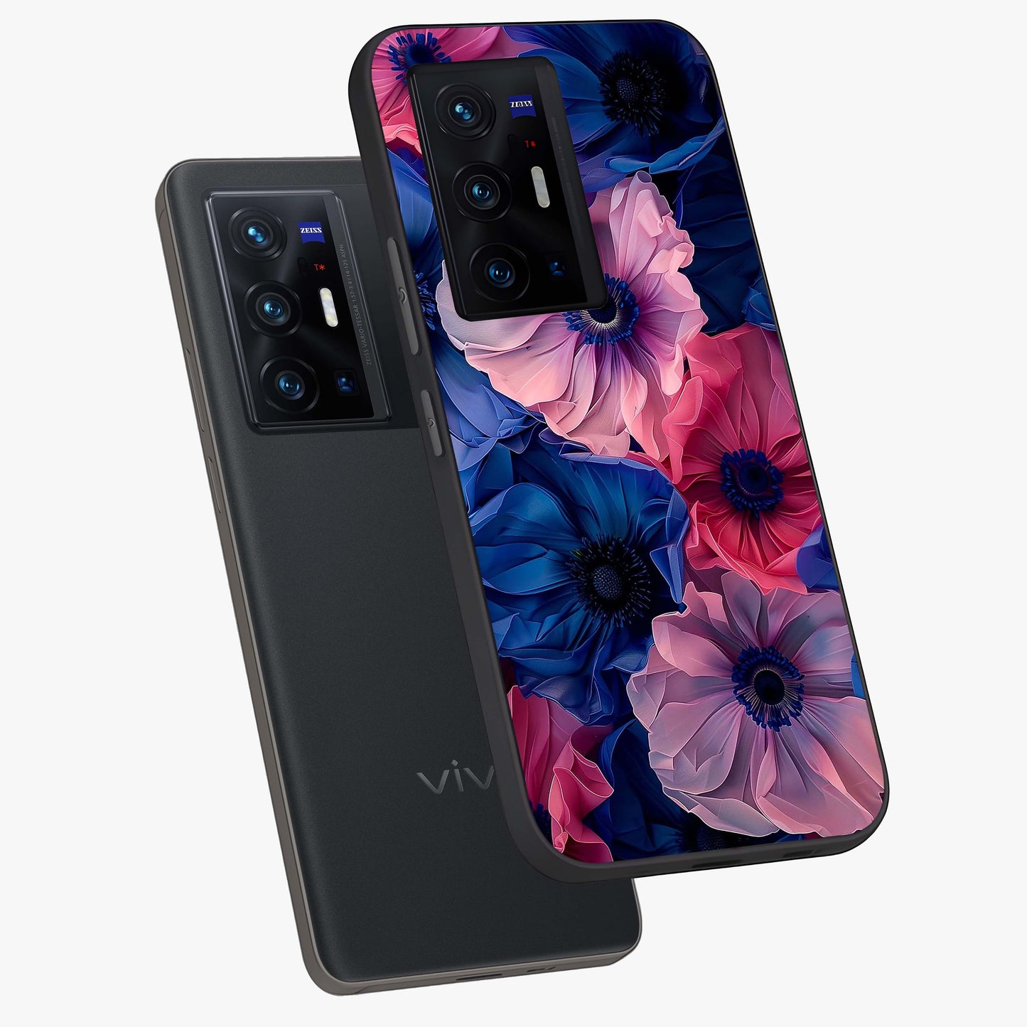 Flower Paper Art Pattern Glass Case displayed in angled mockup highlighting layered paper flower design with artistic aesthetic.