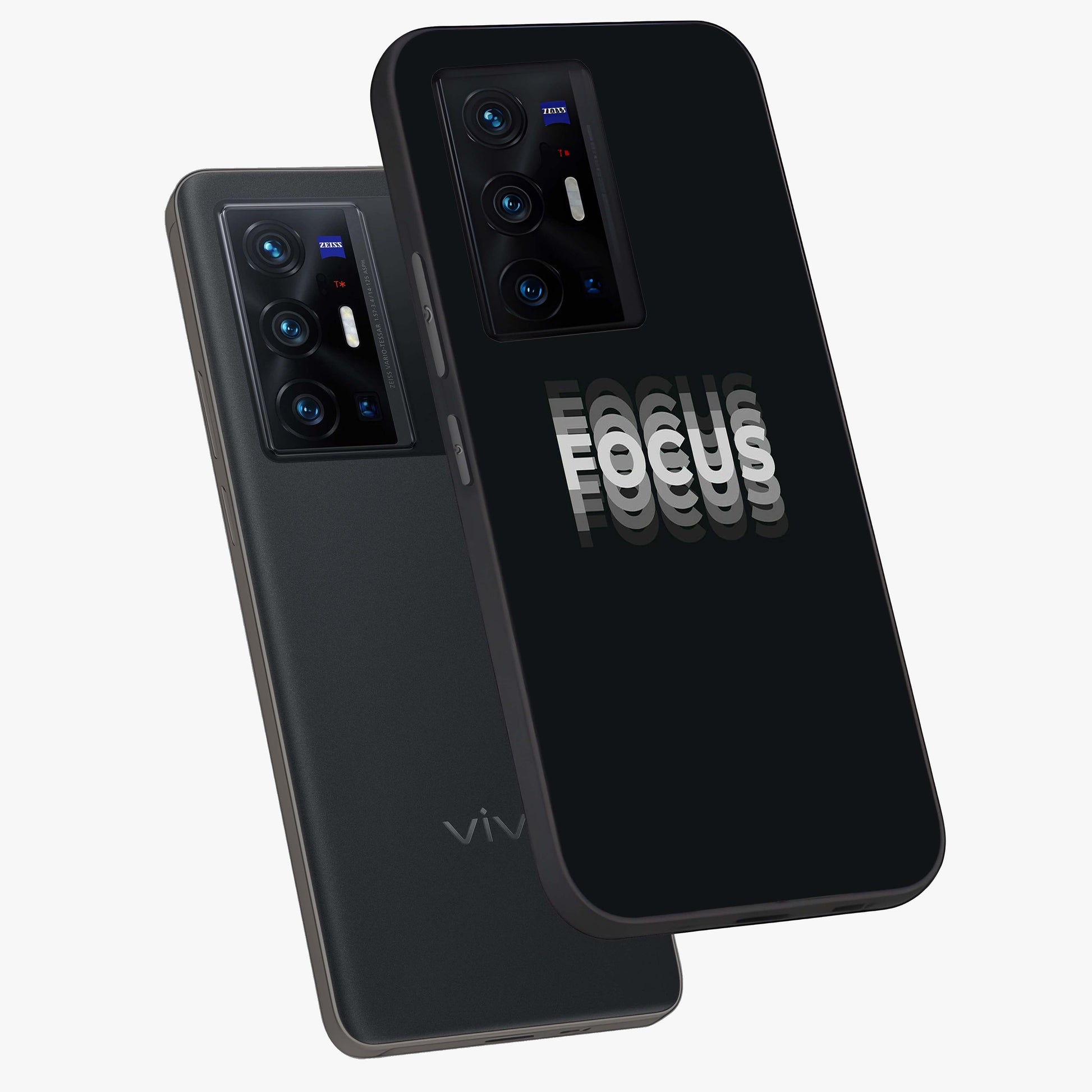 Focus Mode On Glass Case displayed in angled mockup highlighting clean minimal text artwork with modern aesthetic style.