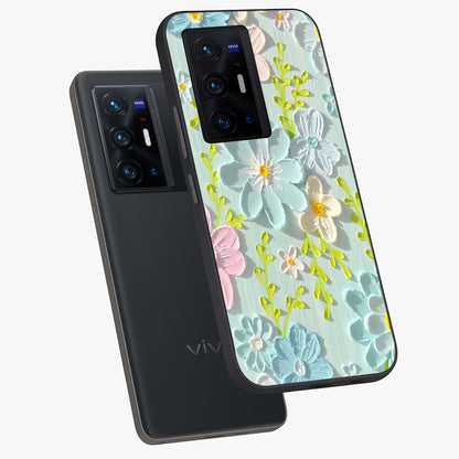 Frosted Petal Garden Glass Case displayed in angled mockup highlighting delicate flower petal design with calm garden aesthetic.