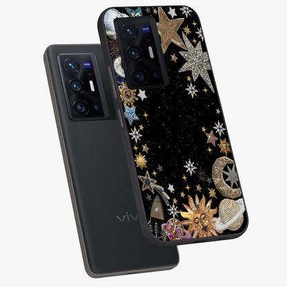 Galactic Jewel Stars Glass Case displayed in angled mockup highlighting shining celestial star design with cosmic aesthetic style.