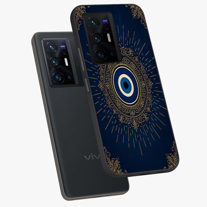 Golden Celestial Charm Glass Case displayed in angled mockup highlighting sparkling cosmic charm design with celestial aesthetic.