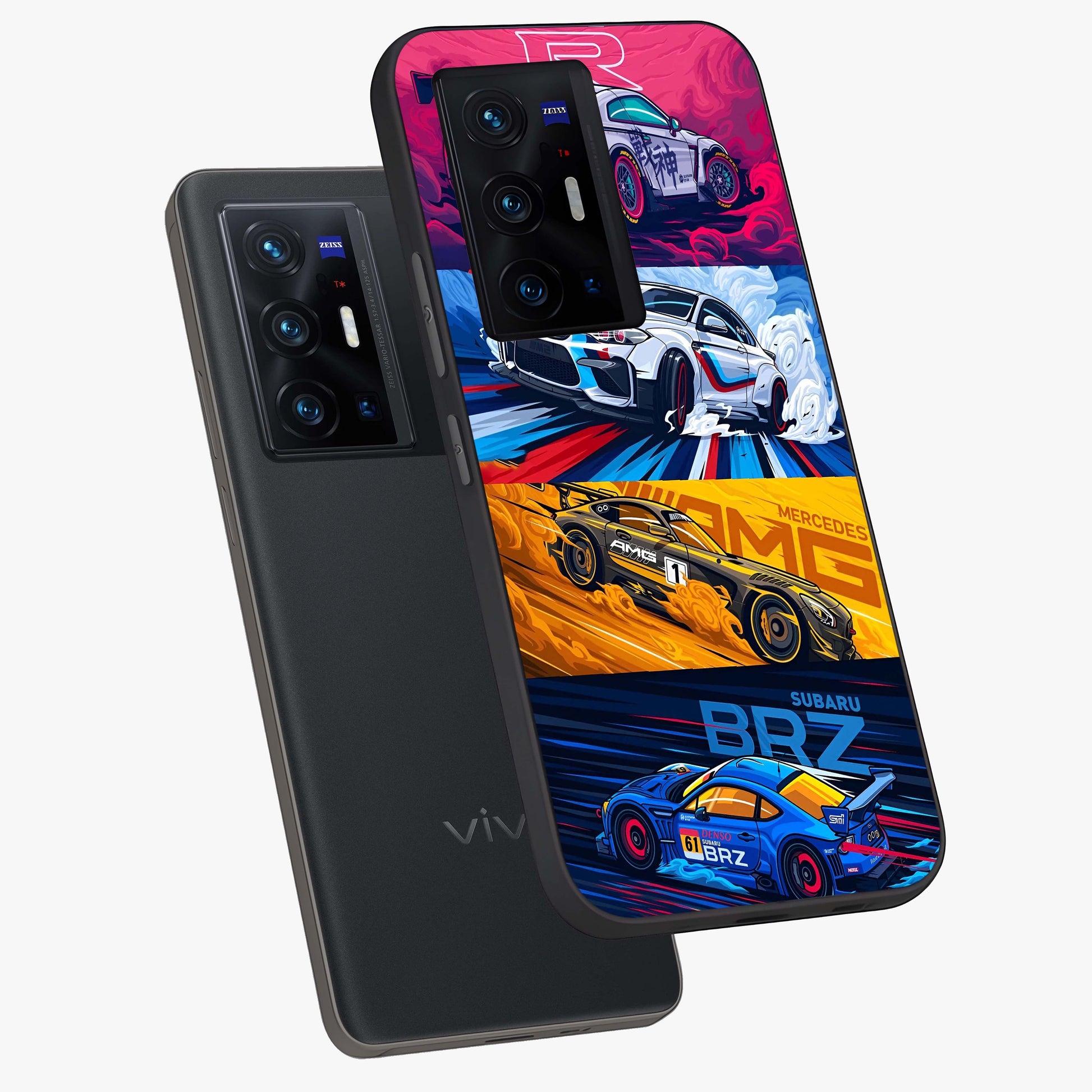 JDM Sports Car Glass Case displayed in angled mockup highlighting sleek Japanese racing car design with automotive aesthetic.