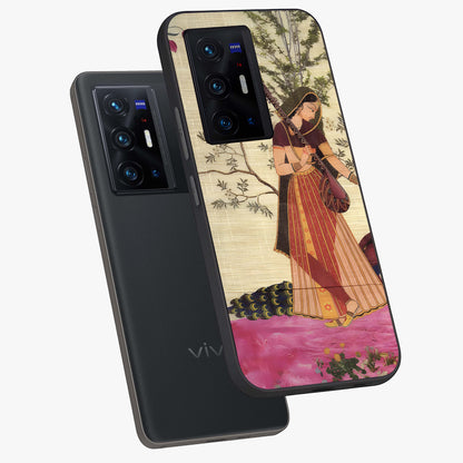 Lady With Veena Art Glass Case displayed in angled mockup highlighting graceful musical illustration with cultural artistic aesthetic.
