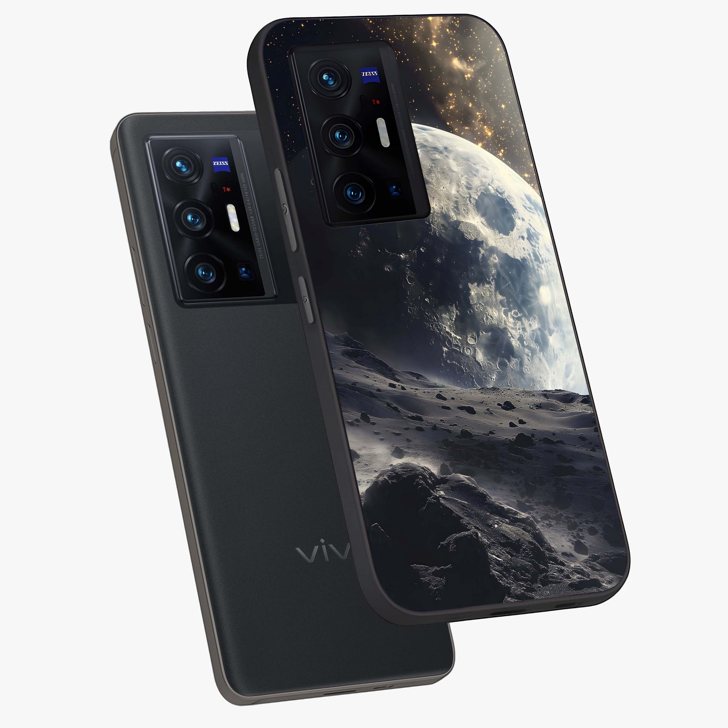 Lunar Horizon Glow Glass Case displayed in angled mockup highlighting celestial moon design with dreamy night aesthetic.