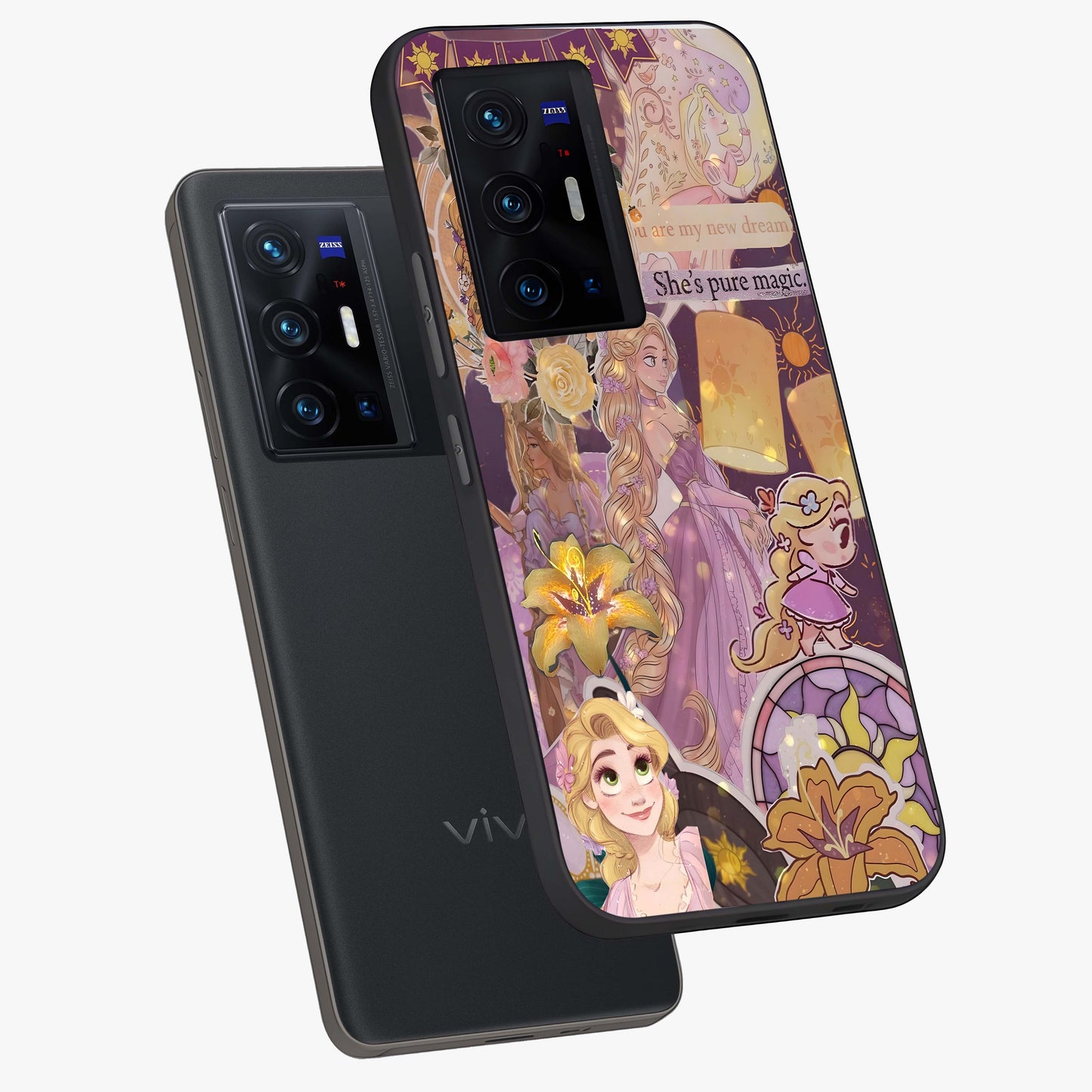 Magical Tangled Dream Glass Case displayed in angled mockup highlighting whimsical fantasy design with magical aesthetic.