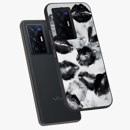 Midnight Kiss Marks Glass Case displayed in angled mockup highlighting playful romantic design with bold midnight aesthetic.
