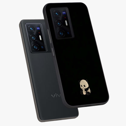 Midnight Panda Love Glass Case displayed in angled mockup highlighting adorable panda illustration with midnight aesthetic.