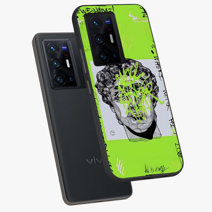 Neo Graffiti Rebellion Glass Case displayed in angled mockup highlighting urban street art design with rebellious aesthetic.