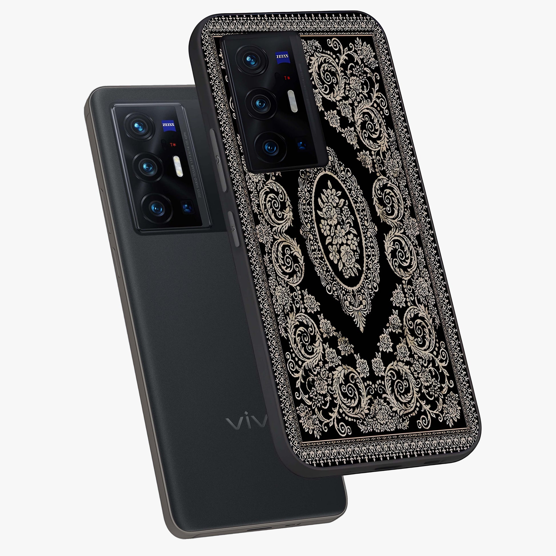 Noir Bloom Elegance Glass Case displayed in angled mockup highlighting refined flower design with stylish noir aesthetic.