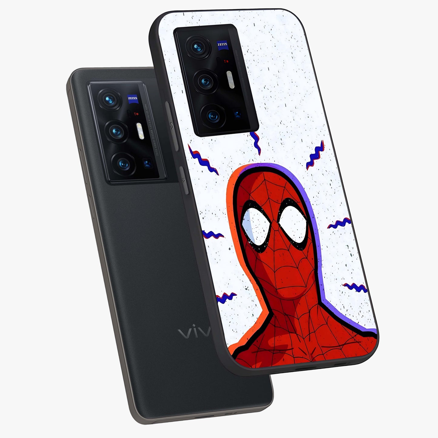 Omg Spiderman Glass Case displayed in angled mockup highlighting dynamic hero illustration with action comic aesthetic.