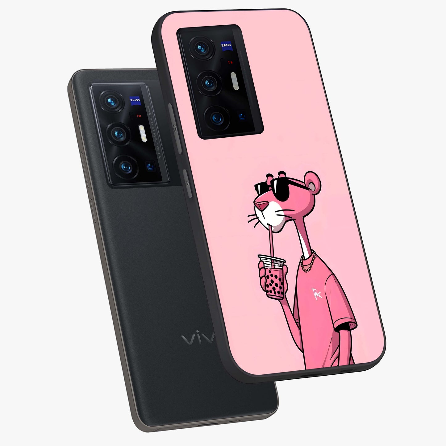 Pink Panther Glass Case displayed in angled mockup highlighting playful cartoon character design with vibrant pink aesthetic.