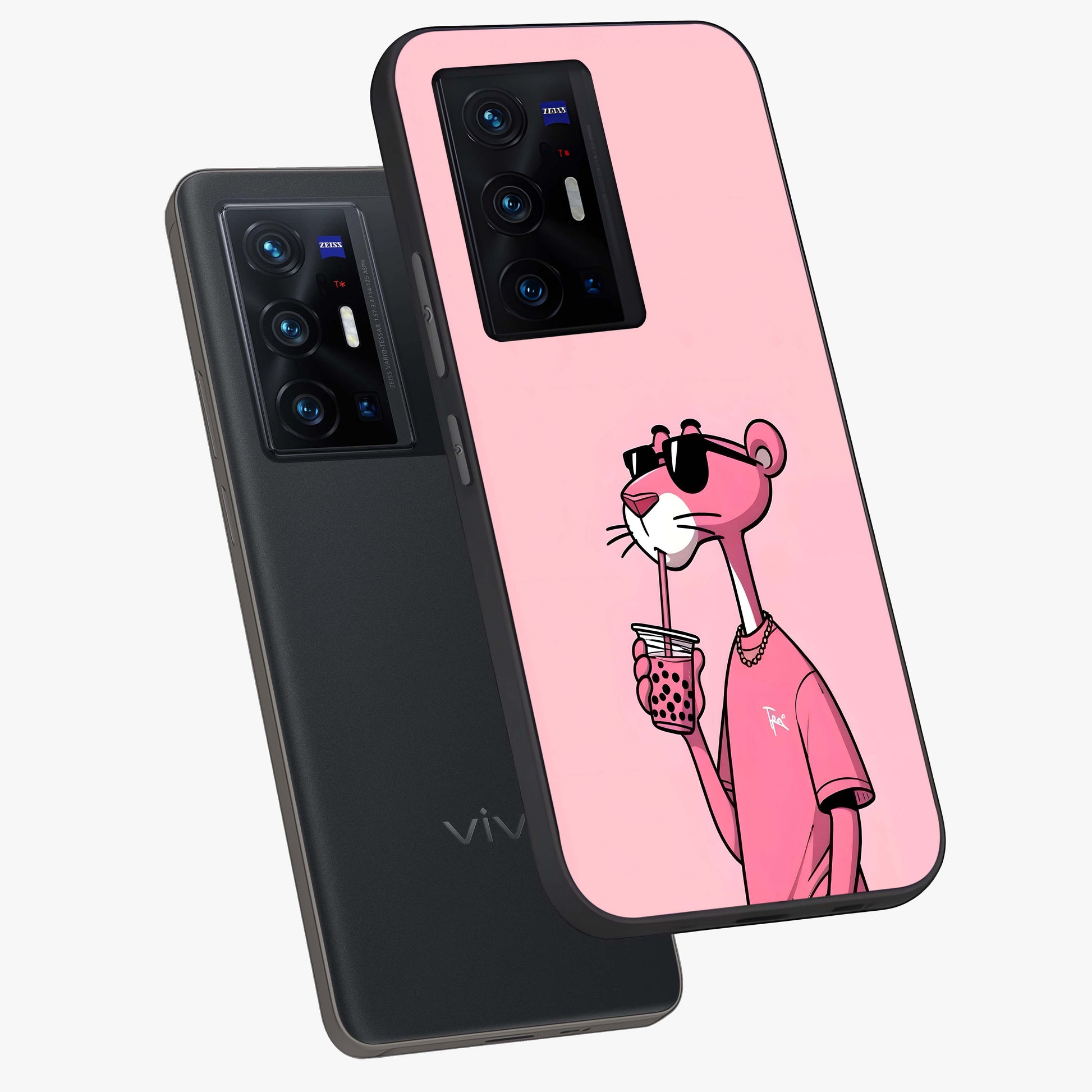 Pink Panther Glass Case displayed in angled mockup highlighting playful cartoon character design with vibrant pink aesthetic.