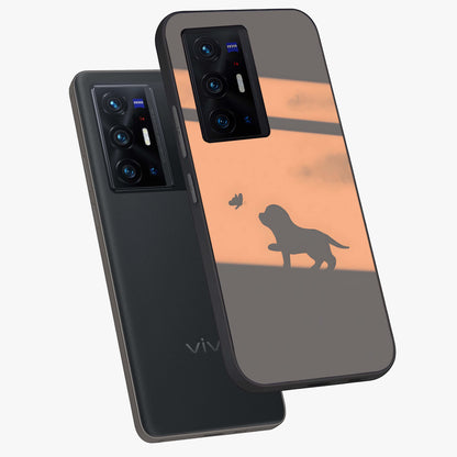 Puppy Shadow Art Glass Case displayed in angled mockup highlighting playful dog illustration with artistic shadow aesthetic.