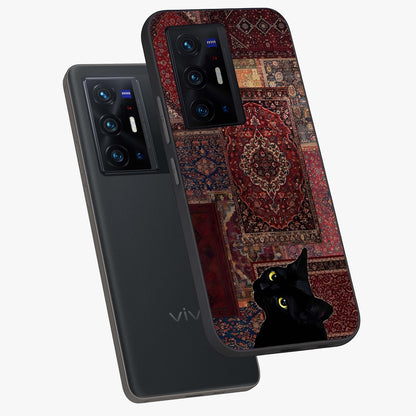 Regal Magic Cat Apple Glass Case displayed in angled mockup highlighting whimsical feline design with fantasy aesthetic.