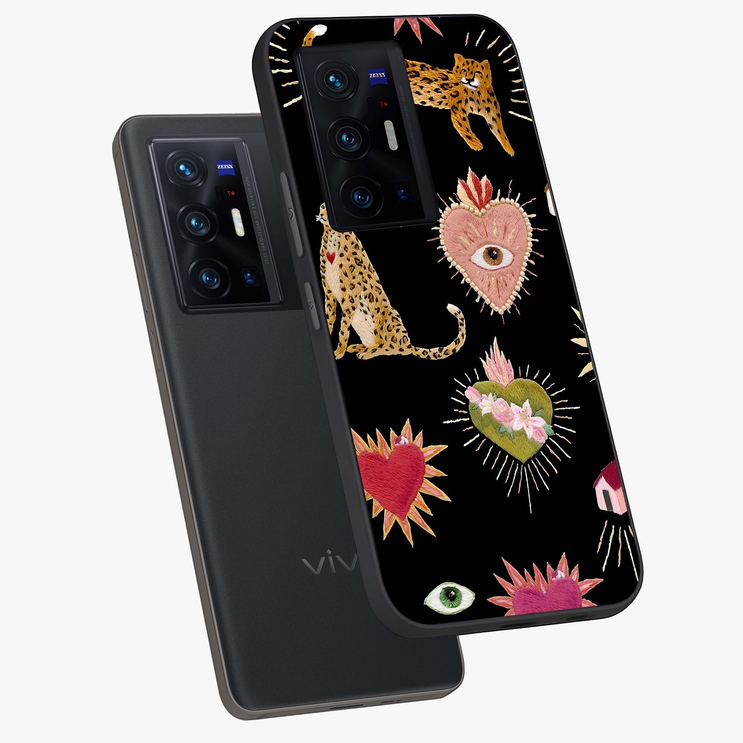 Sacred Jungle Heart Glass Case displayed in angled mockup highlighting lush tropical design with natural aesthetic style.