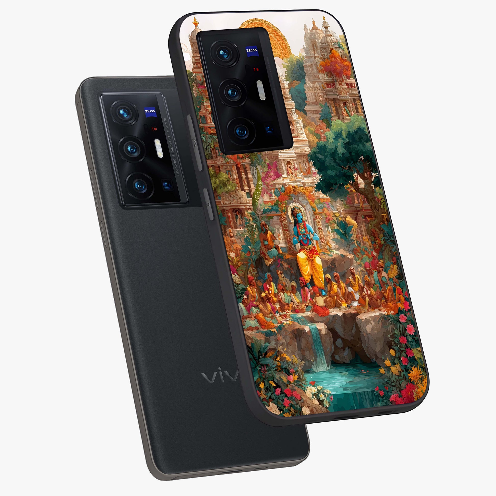 Sacred Sunlight Gods Glass Case displayed in angled mockup highlighting radiant spiritual design with celestial aesthetic.