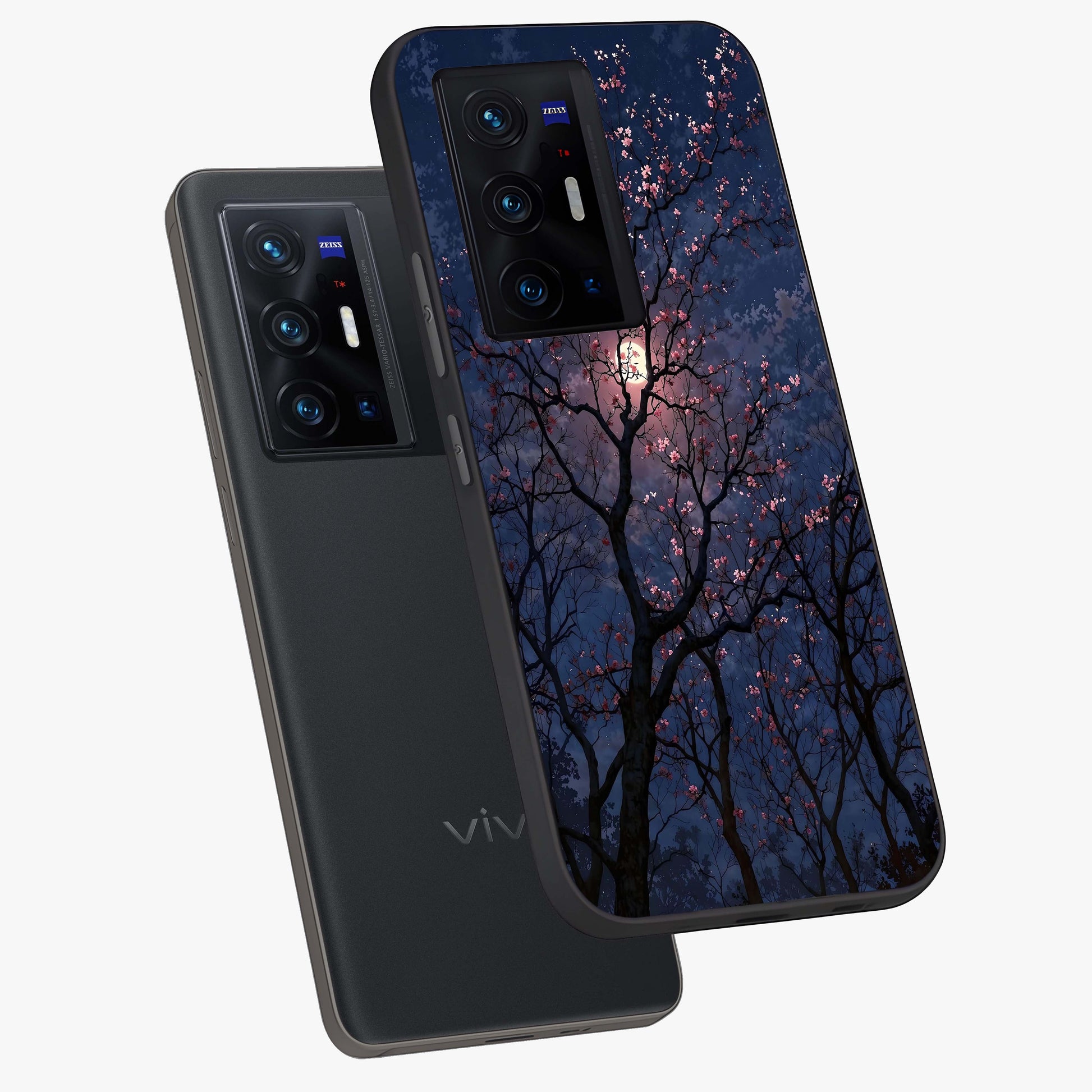 Twilight Sakura Serenade Glass Case displayed in angled mockup highlighting delicate sakura flower design with dreamy aesthetic.