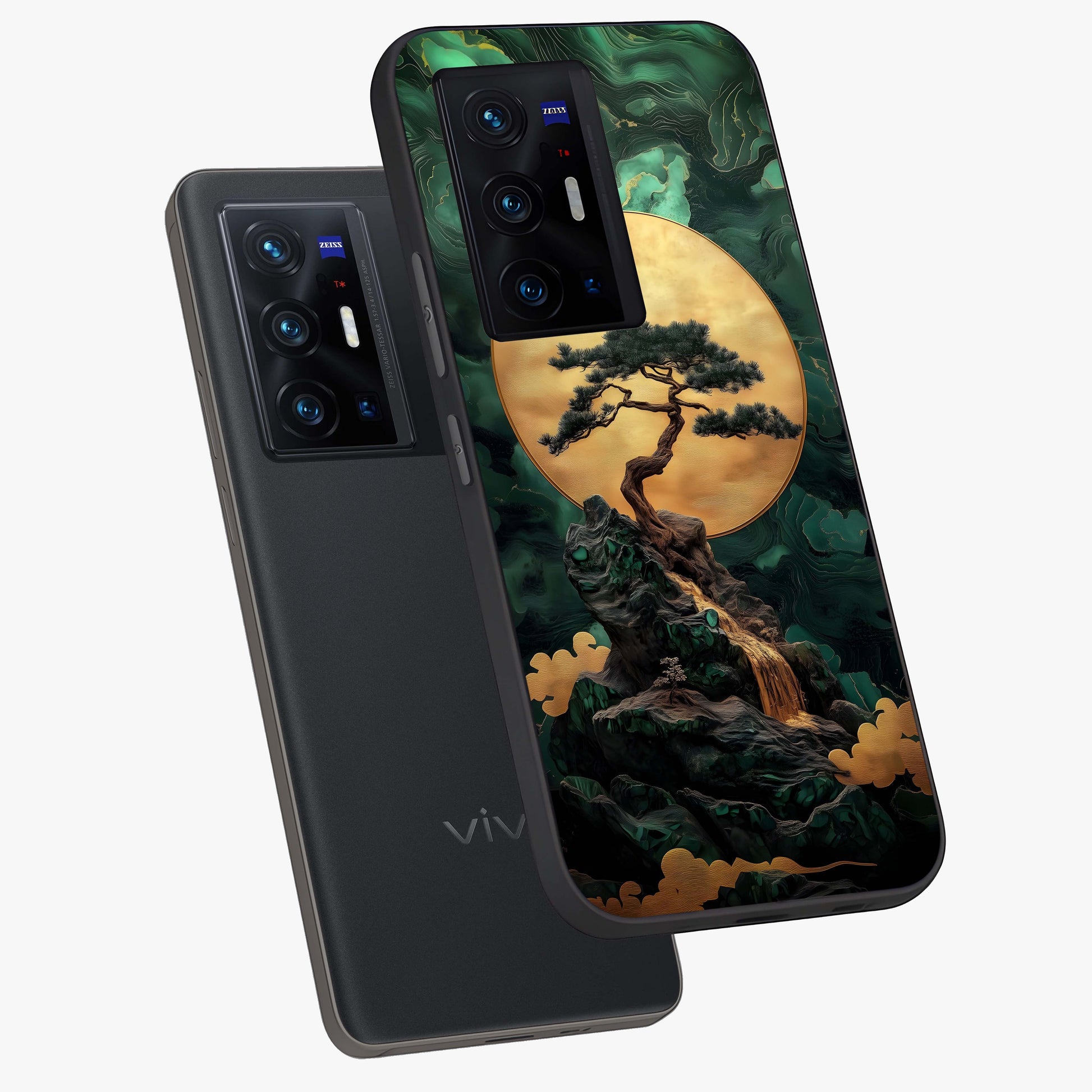 Zen Moon Rise Glass Case displayed in angled mockup highlighting peaceful lunar design with zen aesthetic style.