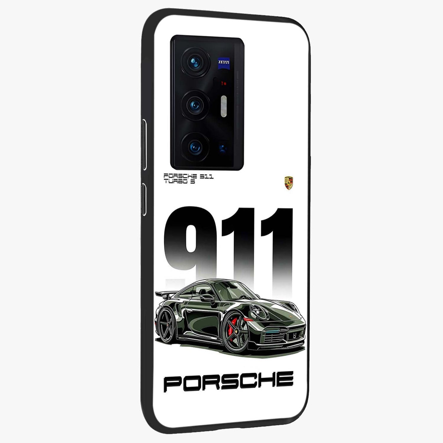 911 Turbo Dominance Glass Case upright perspective showcasing powerful racing design and modern automotive aesthetic.