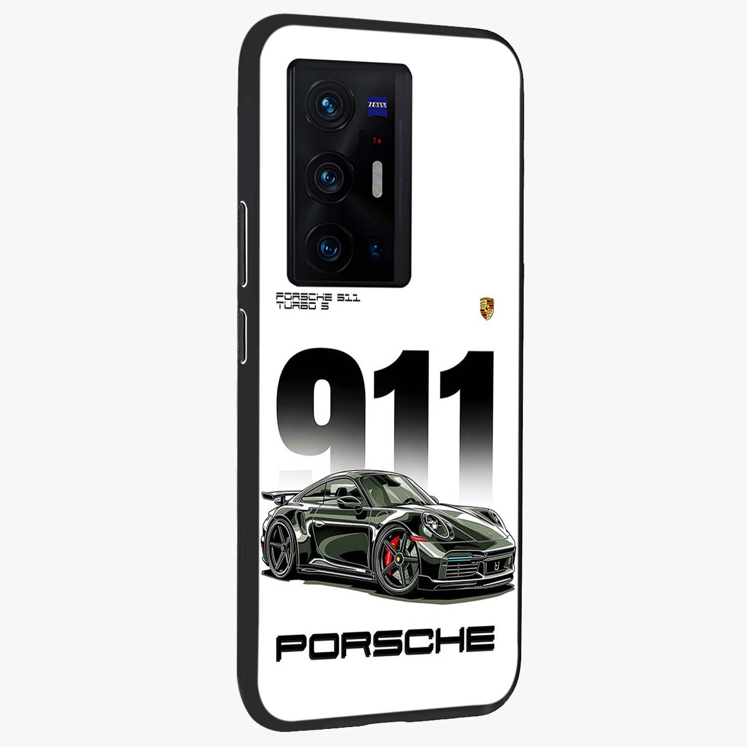 911 Turbo Dominance Glass Case upright perspective showcasing powerful racing design and modern automotive aesthetic.