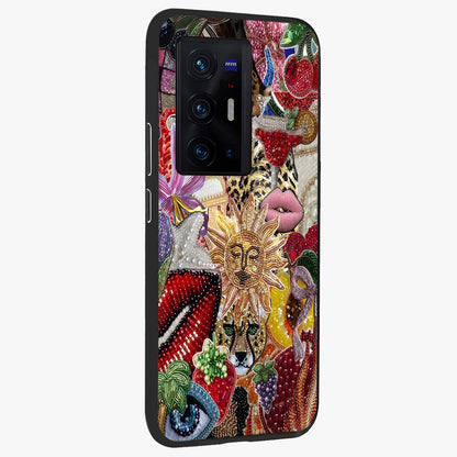 Beaded Fashion Jungle Glass Case upright view showcasing tropical jungle aesthetic with decorative bead elements.