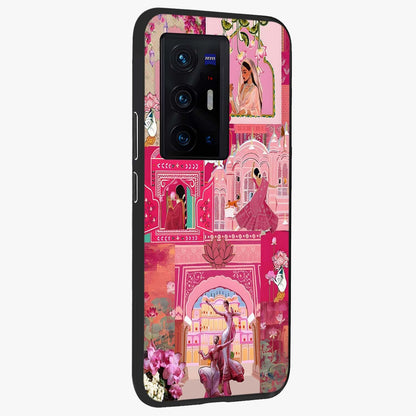 Blossoms of Rajasthan Glass Case upright view showcasing colorful floral design inspired by traditional Indian art.
