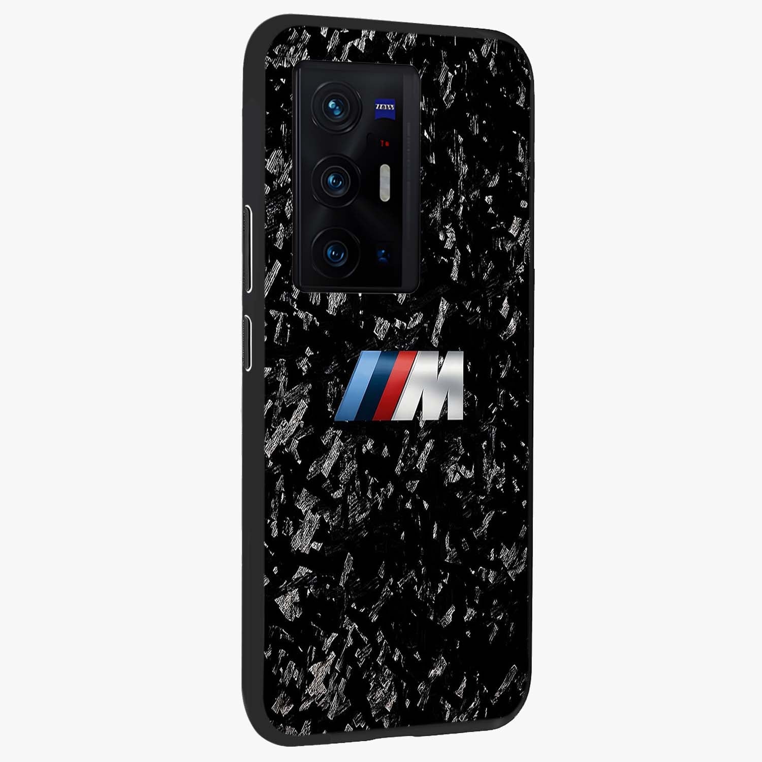 Carbon Speed Mark Glass Case upright view showcasing modern carbon speed graphic with bold automotive theme.