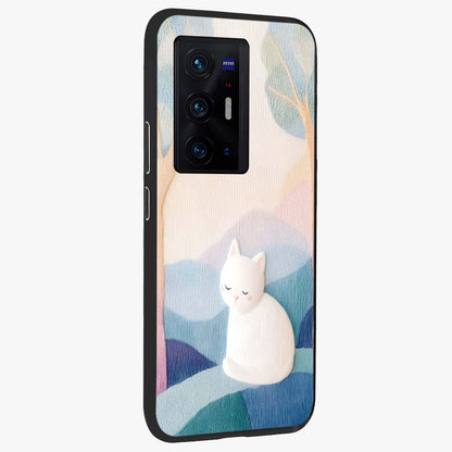 Cotton Dream Cat Glass Case upright view showcasing charming cat artwork with cozy dreamy theme.