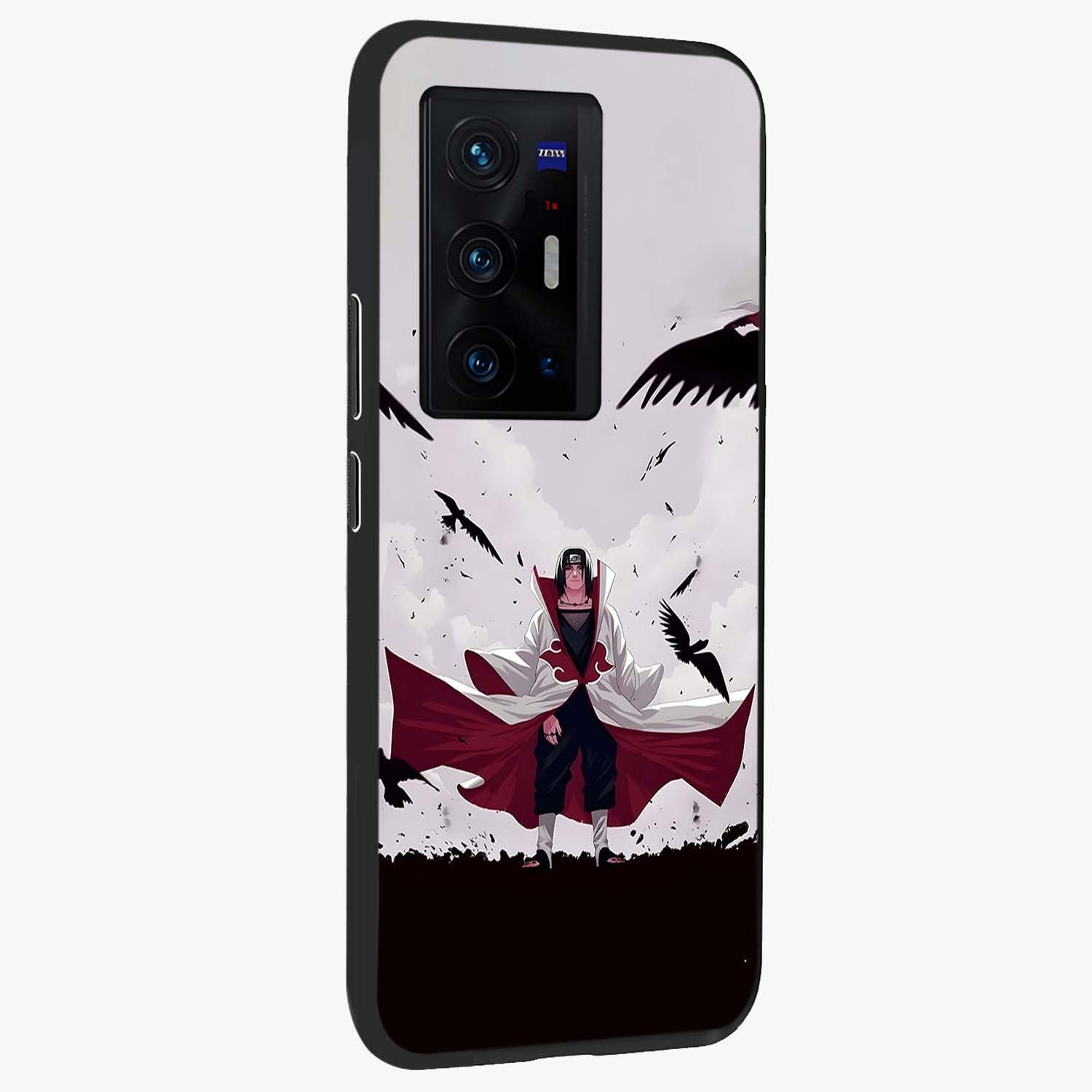 Crimson Crow Ascension Glass Case upright view showcasing dramatic crow artwork with bold gothic theme.