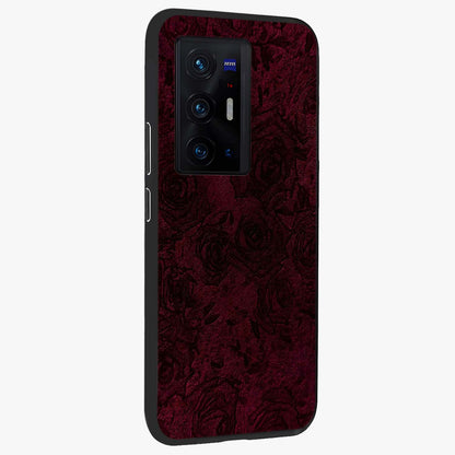 Crimson Fade Flow Glass Case upright view showcasing dynamic crimson flow artwork with stylish abstract theme.