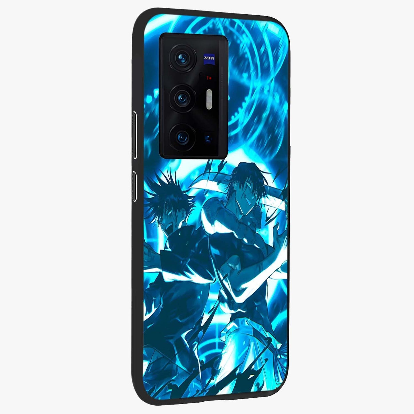 Cursed Energy Clash Glass Case upright view showcasing dramatic clash artwork with bold supernatural theme.
