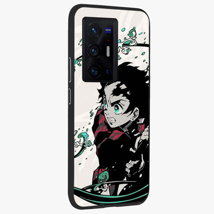 Demon Slayer Glass Case upright view showcasing powerful anime artwork with intense warrior theme.