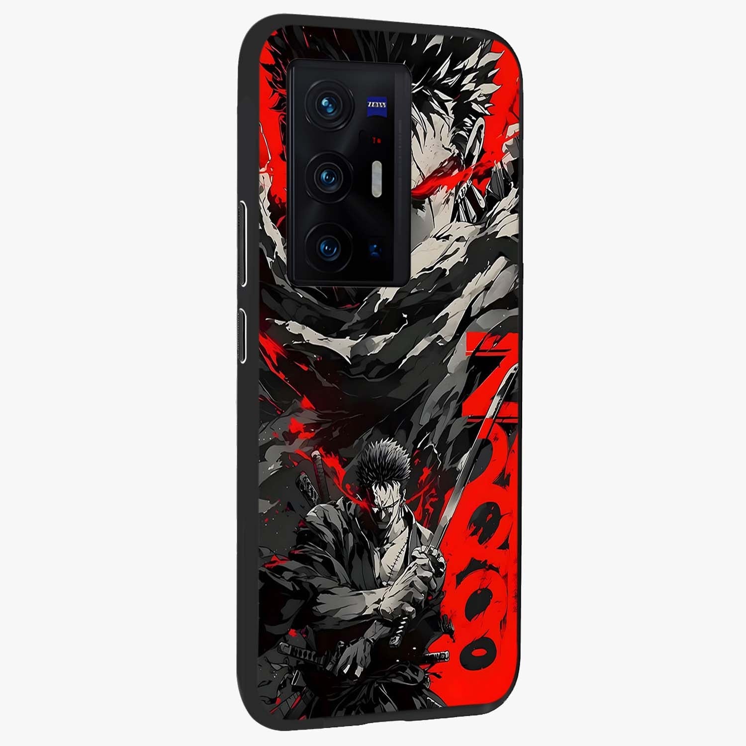 Demon Sword Resolve Glass Case upright view showcasing dramatic warrior artwork with intense battle theme.