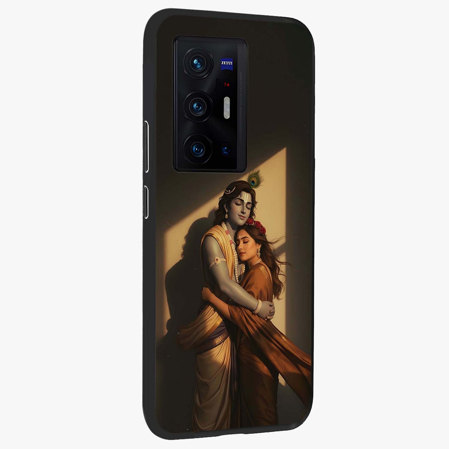 Divine Eternal Love Glass Case upright view showcasing graceful spiritual artwork with eternal love theme.