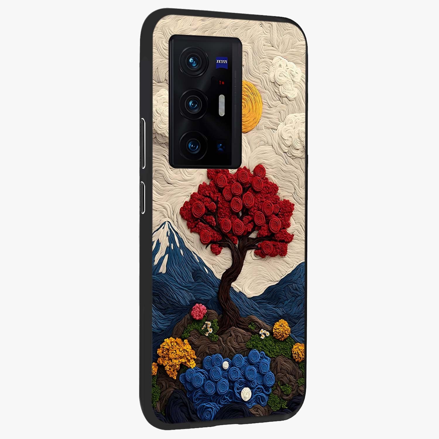Eternal Nature Tapestry Glass Case upright view showcasing elegant nature tapestry design with decorative style.