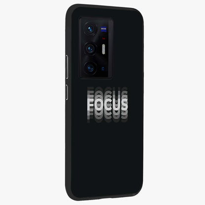 Focus Mode On Glass Case upright view showcasing strong typography statement with sleek motivational theme.