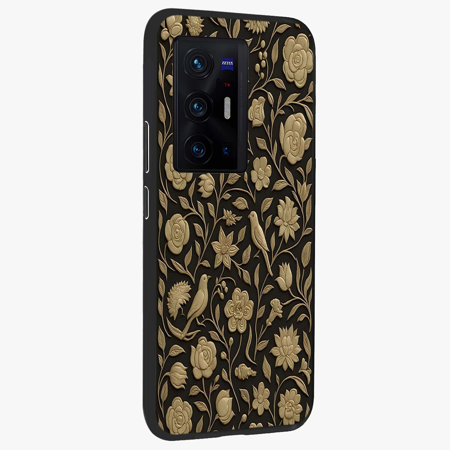 Golden Evil Eye Mandala Glass Case upright view showcasing decorative evil eye mandala artwork with spiritual aesthetic style.