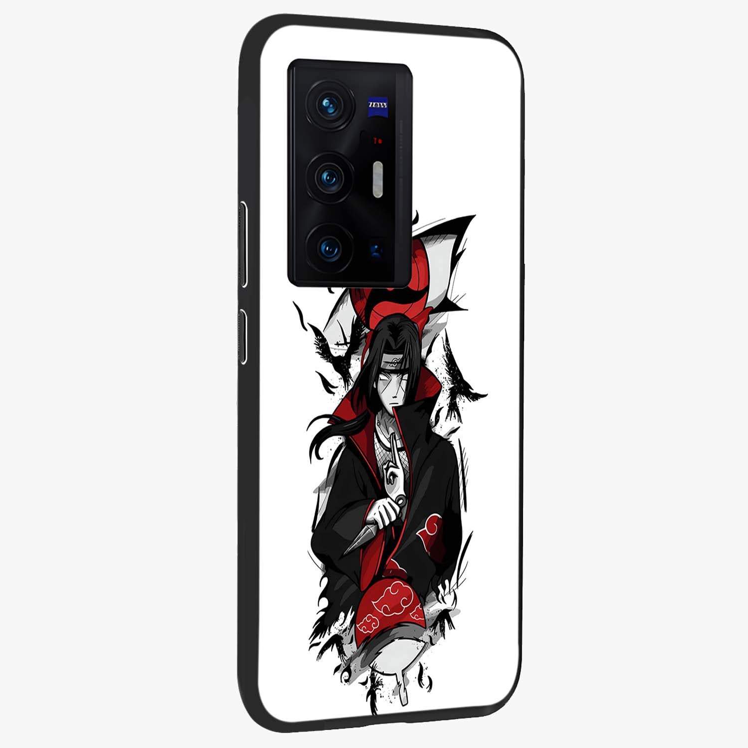 Itachi Limited Edition Naruto Anime Glass Case upright view showcasing intense anime artwork with powerful character theme.