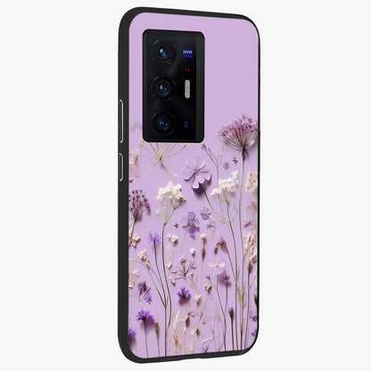 Lavender Blossom Dream Glass Case upright view showcasing delicate lavender blossom artwork with peaceful floral theme.