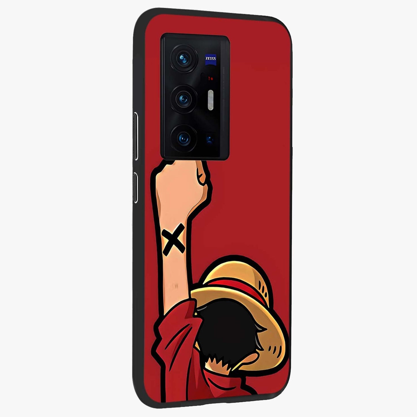 Luffy X Spirit Glass Case upright view showcasing striking anime artwork with adventurous character theme.