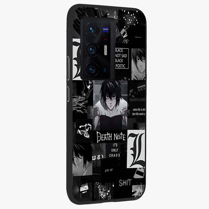 Midnight Chaos Mind Glass Case upright view showcasing expressive abstract artwork with bold dark theme.
