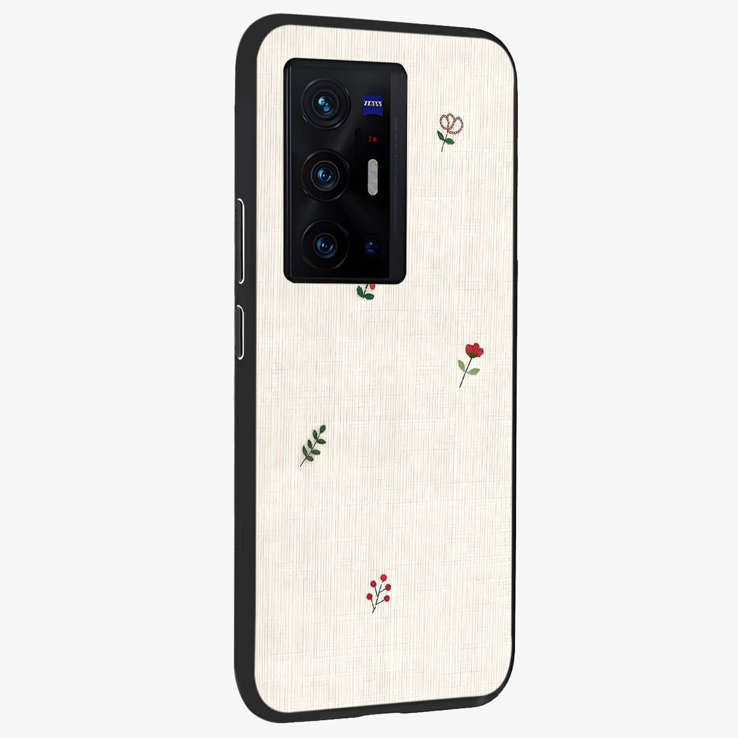 Minimalistic Blue With White Flower Pattern Glass Case upright view showcasing clean white flower artwork with calming blue theme.