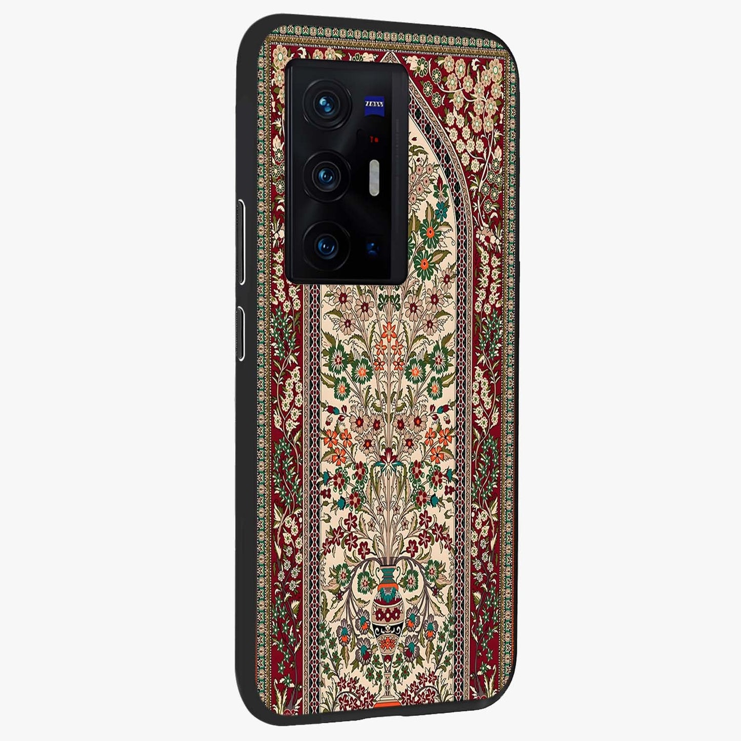 Persian Inspired Glass Case upright view showcasing decorative Persian artwork with rich heritage theme.