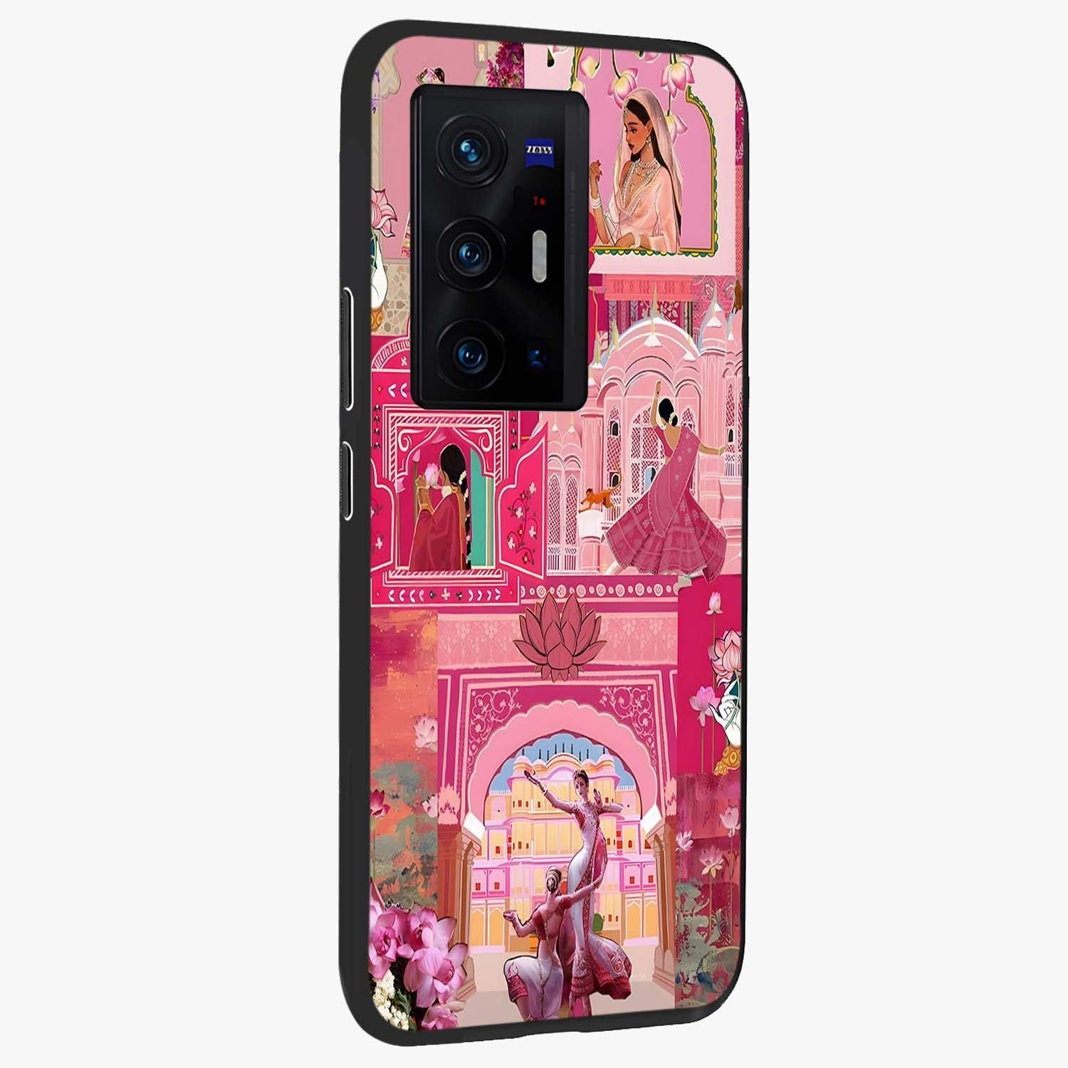 Pink Palace Muse Glass Case upright view showcasing artistic palace artwork with graceful royal theme.