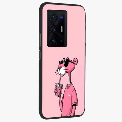 Pink Panther Glass Case upright view showcasing fun animated artwork with stylish retro cartoon theme.